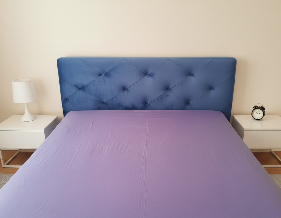 Testata letto rettangolare imbottita con lavorazione capitonné