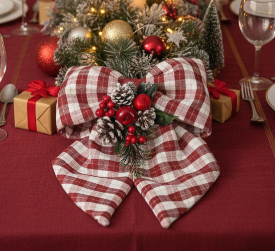 Abbraccio Scozzese - Fiocco Decorativo o Portatovagliolo in Stile Tartan